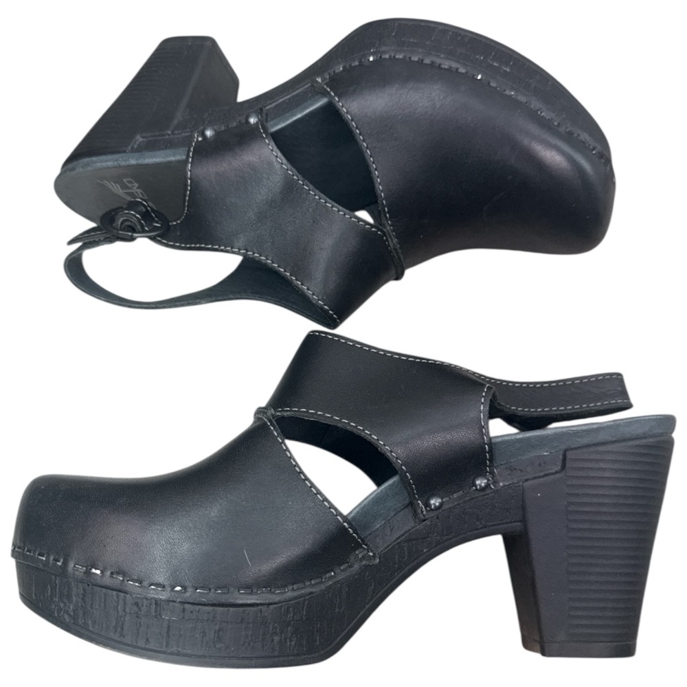 Dansko Riley Clogs Slingback Heels Euro Size 40 black Leather casual everyday - Picture 3 of 10
